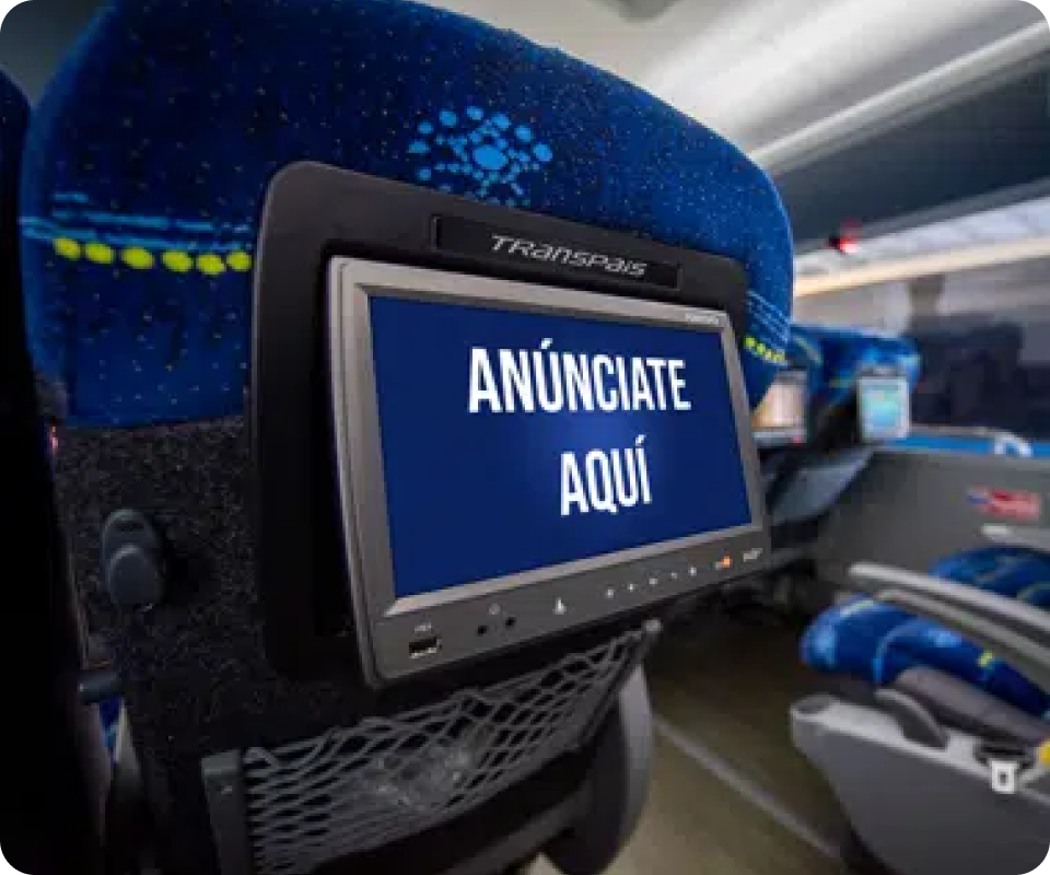 Espacios publicitarios en monitores de autobuses Transpais